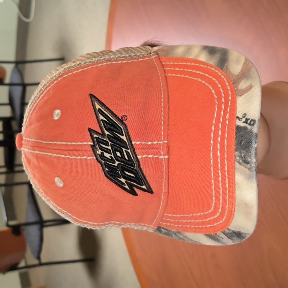 Mountain Dew Embroidered Logo Camo Trim Trucker Mesh Snapback Hat Cap OSFA